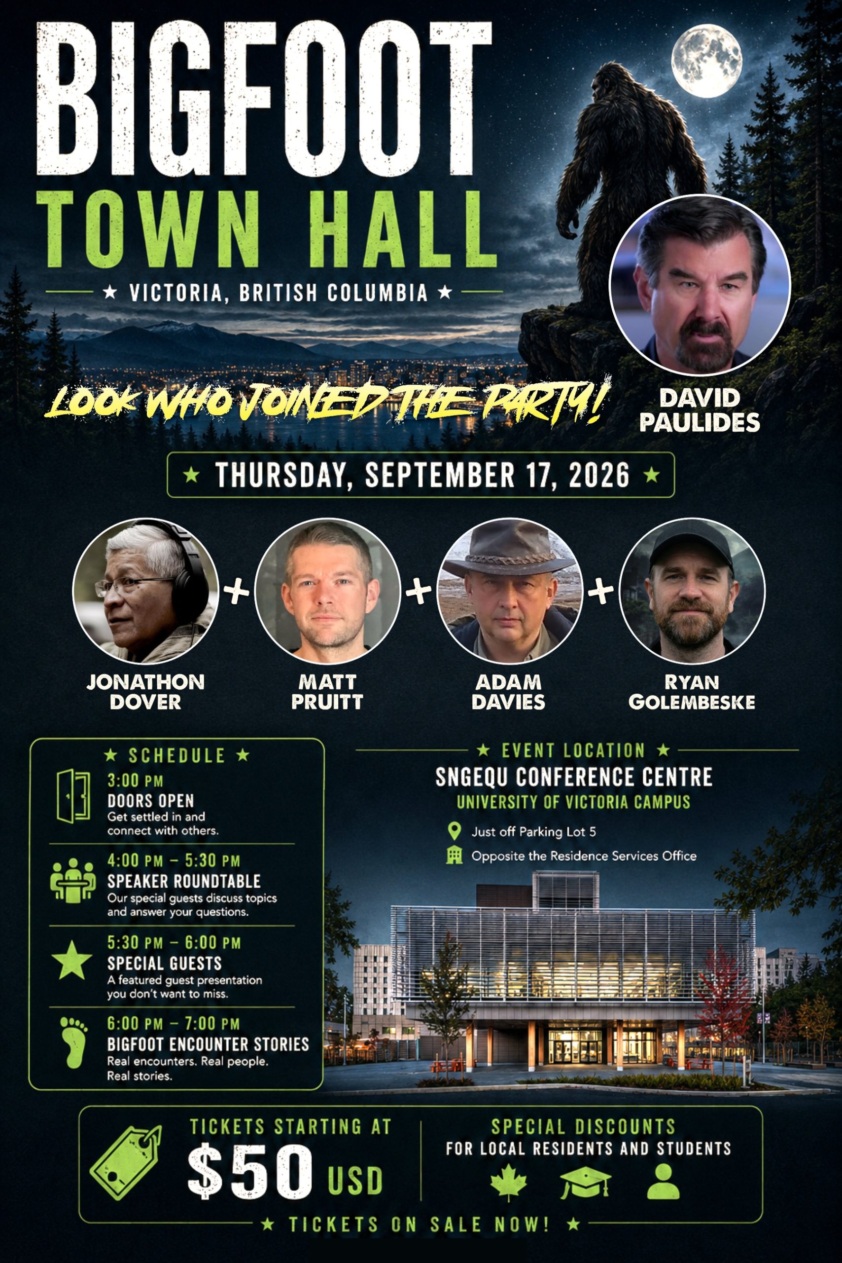 Victoria Bigfoot Town Hall – RSVP for Alaska Bigfoot Cruisers & Multi-Con Pass Holders